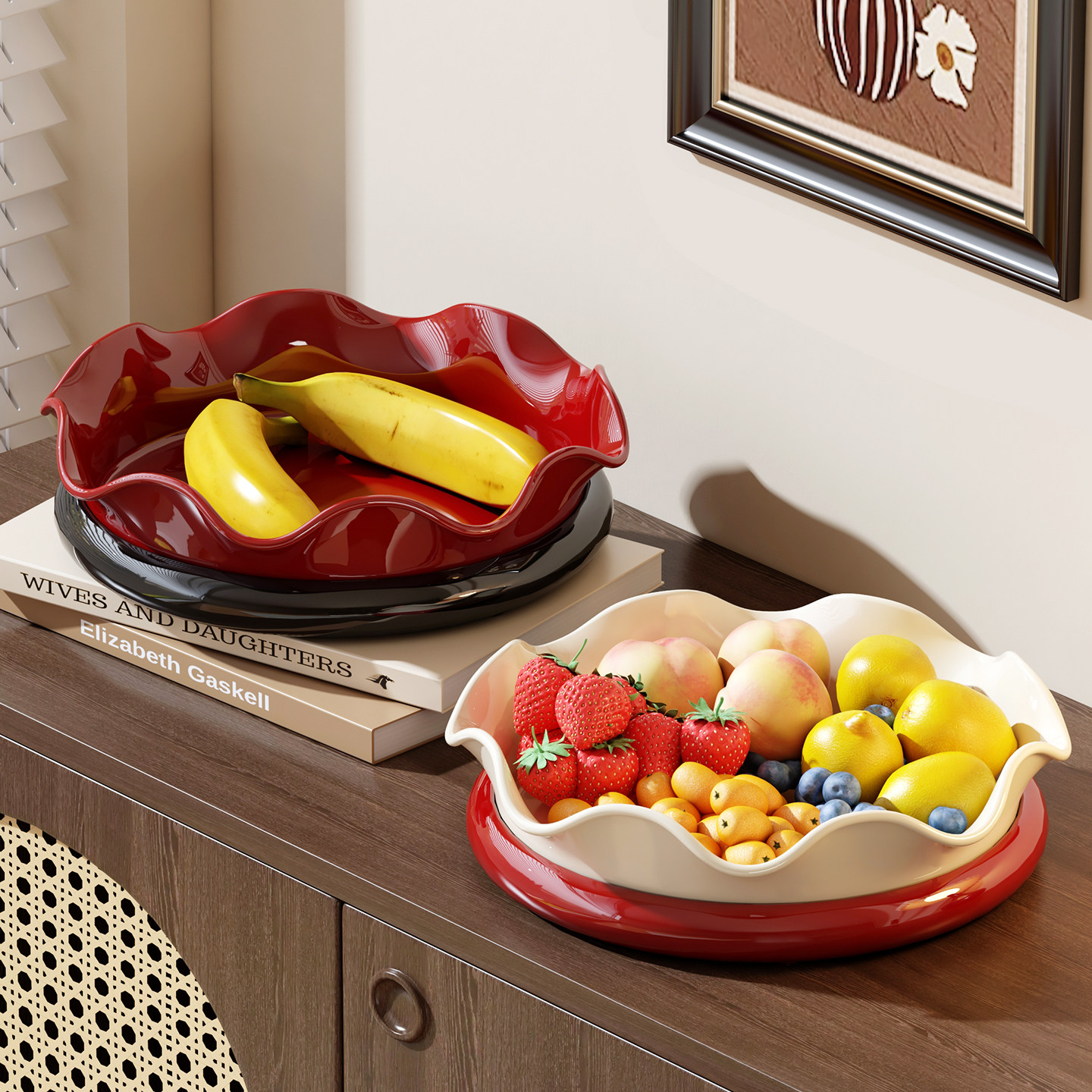 旋转水果盘客厅家用茶几干果盘糖果摆放盘轻奢高档2026新款沥水篮,餐饮具,果盆/果盘/果篮,淘宝优惠券,粉丝福利购,淘宝优惠卷