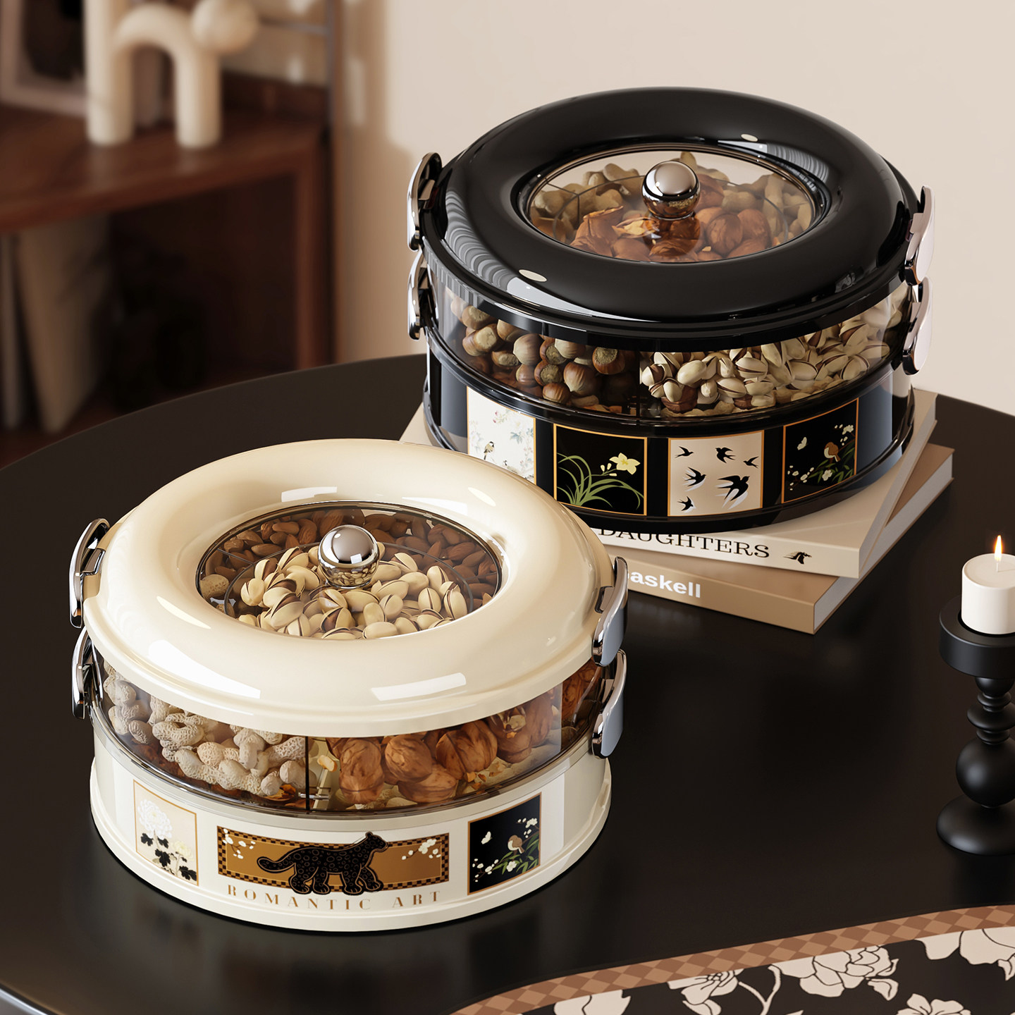 新年果盘2025新款高端精致高颜值客厅茶几家用水果零食干果收纳盒