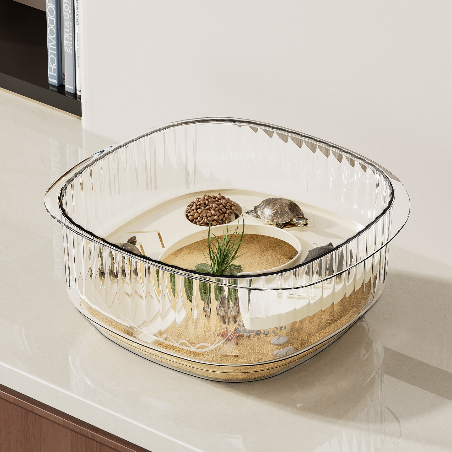 乌龟饲养缸家用小型带爬台