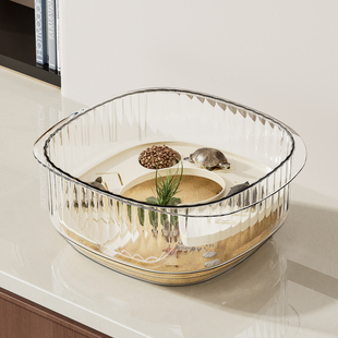 乌龟饲养缸生态家用小型豪华别墅专用箱小鱼缸巴西龟盒爬台草龟盆