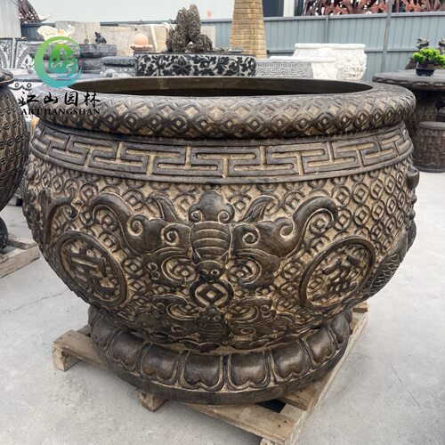 石雕鱼缸花盆青石仿古石刻门海大缸庭院养鱼石头缸户外摆件聚宝盆