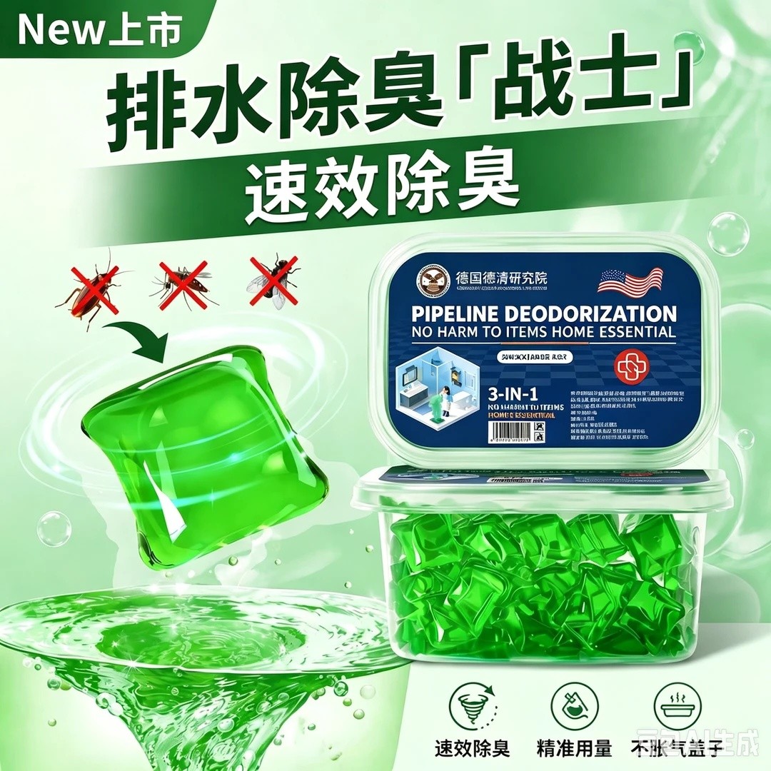 德国地漏防臭器管道除臭凝珠卫生间地漏厨房下水道通用防返臭香薰