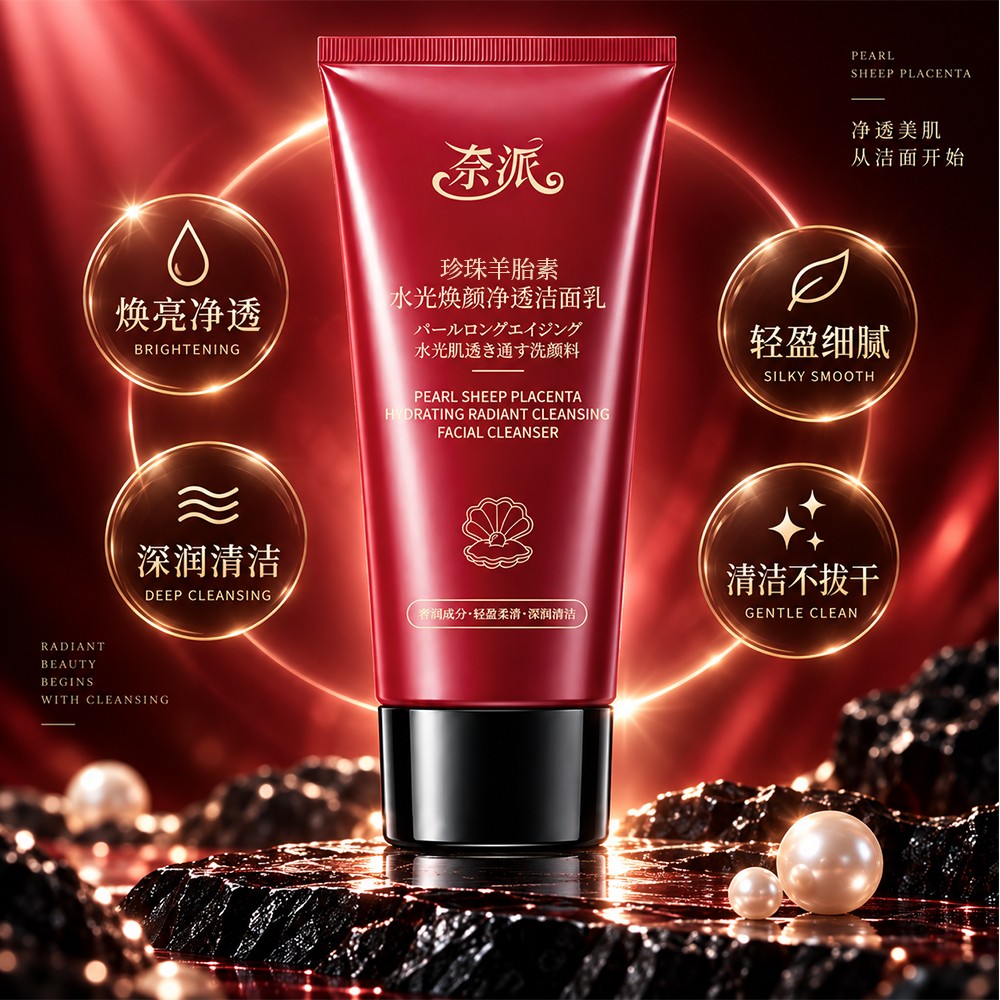 奈派珍珠羊胎素水光焕颜净透洁面乳温和清洁控油保湿滋润洁面乳