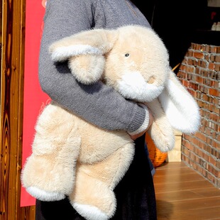 摩卡兔子毛玩偶公仔可爱兔子长耳朵真毛皮草粉色兔兔毛绒玩具陪伴