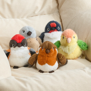 可爱知更鸟家燕小鸟毛绒玩具挂件斑鸠小鸟桌伴小玩偶儿童礼物
