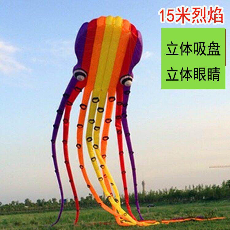3D立体高档大型成人软体风筝八爪章鱼筒无骨架便携8 10米15米