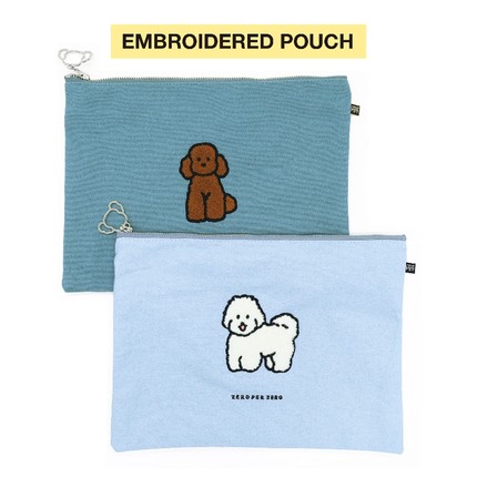 zeroperzero韩国代购 可爱刺绣尼龙收纳袋杂物数码文具收纳包ins