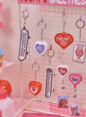 Thence韩国代购 美式甜心钥匙扣追星爱心小挂件包包配饰小众挂链