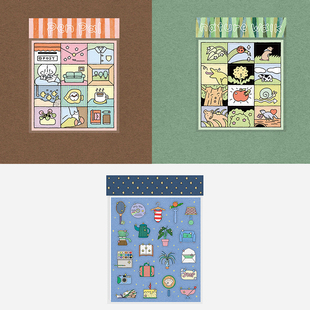 5dock韩国代购 饰贴封口贴咕卡手机贴ins 小清新插画贴纸手账本装