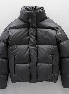 立领面包服黑色羽绒服男款加厚国潮简约风防寒高级感袄子冬天外套