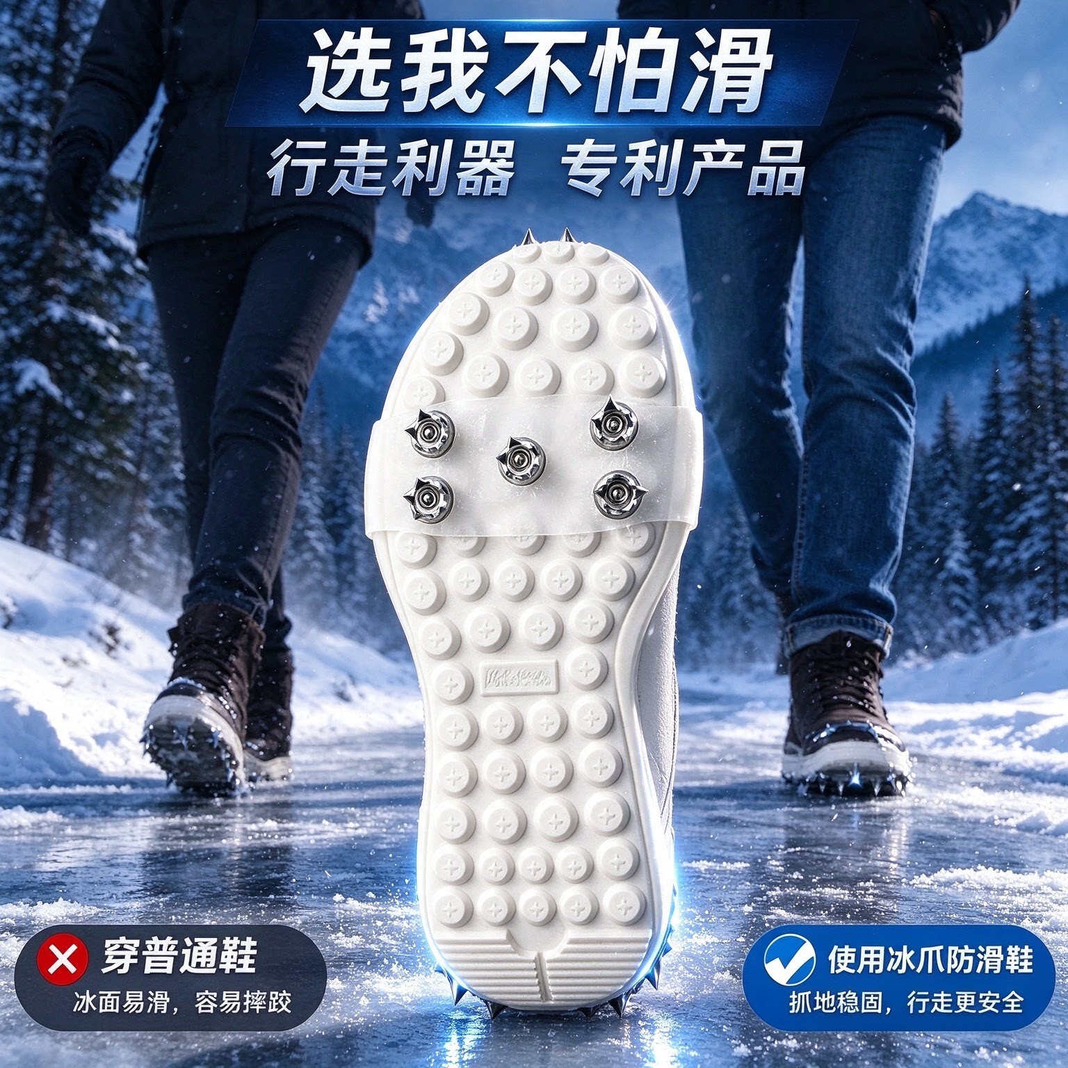 冬季雪地冰爪隐形防滑鞋套通用