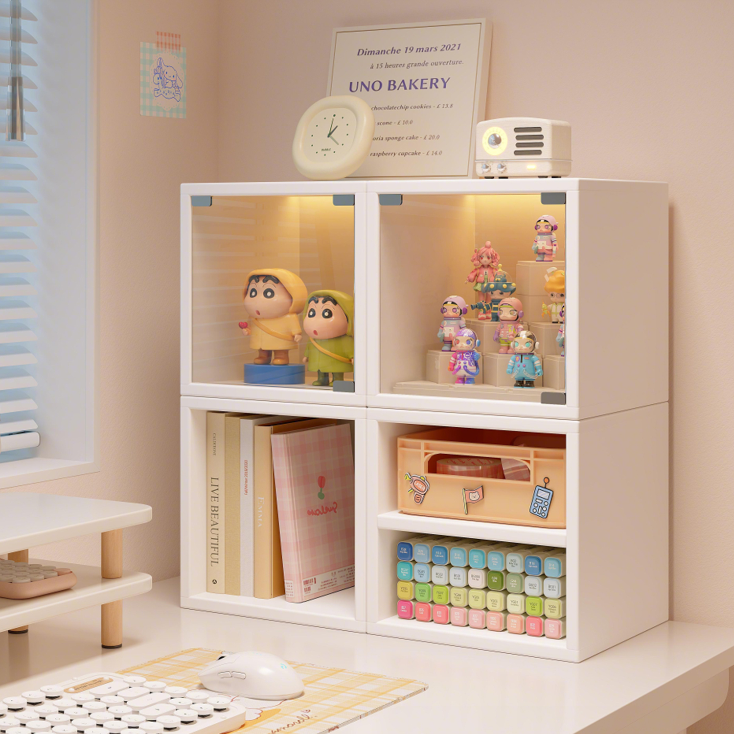 实木格子柜桌面置物架书架收纳自由组合小柜子书桌储物柜简易矮柜