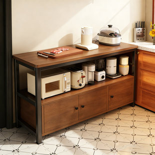 餐柜厨房置物架多功能落地靠墙工作台家用多层碗盘柜置物柜收纳层