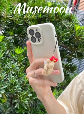 MUSEMOON小众ins古董白天使小熊iphone15/16ProMax真液态硅胶手机壳软糯全包防摔手游苹果13保护套毛绒挂件14