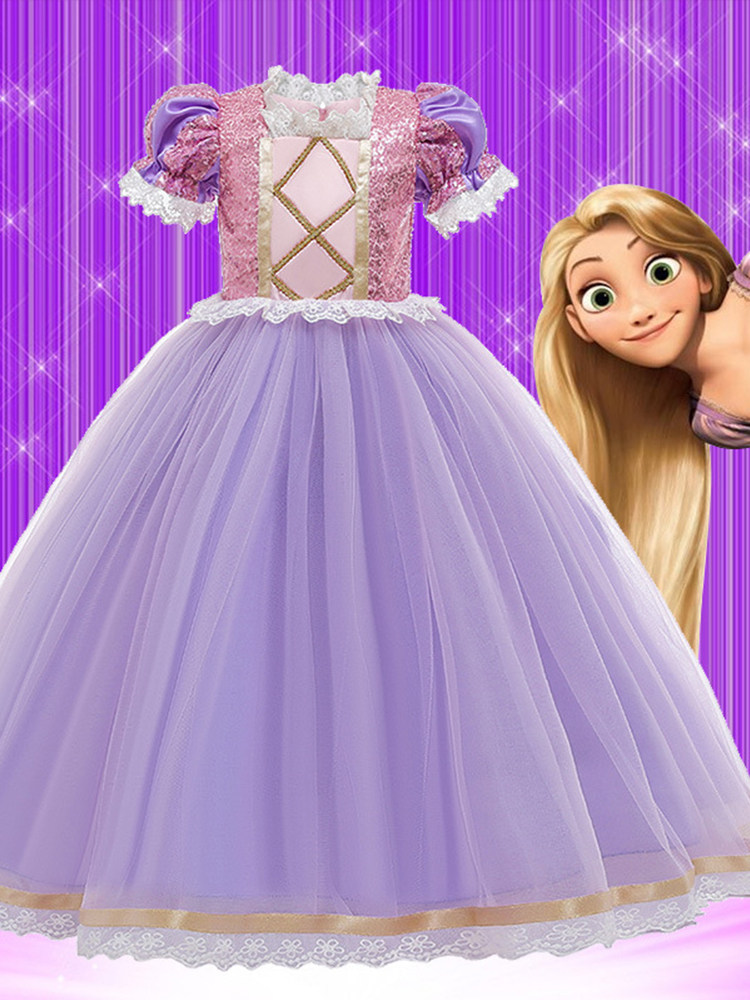 2024新款长发公主裙迪士尼乐佩女童索菲亚连衣裙子六一儿童演出服