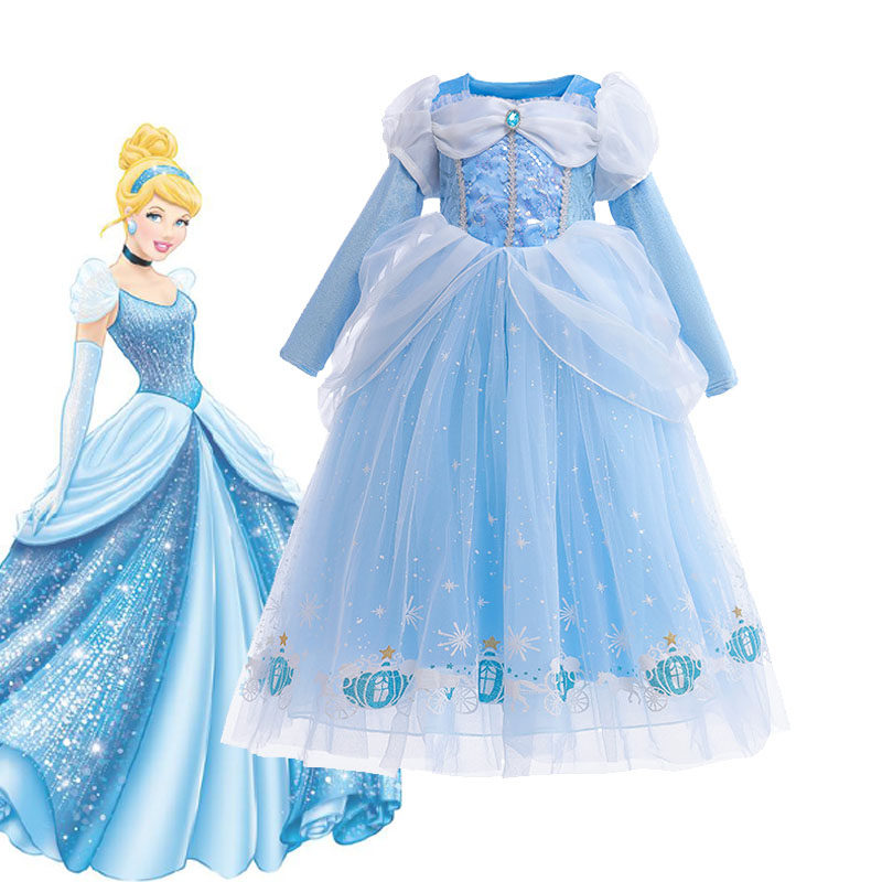 迪士尼女童灰姑娘辛德瑞拉儿童秋冬高端礼服裙艾莎长袖灰姑娘公主,童装/婴儿装/亲子装,儿童礼服,淘宝优惠券,粉丝福利购,淘宝优惠卷