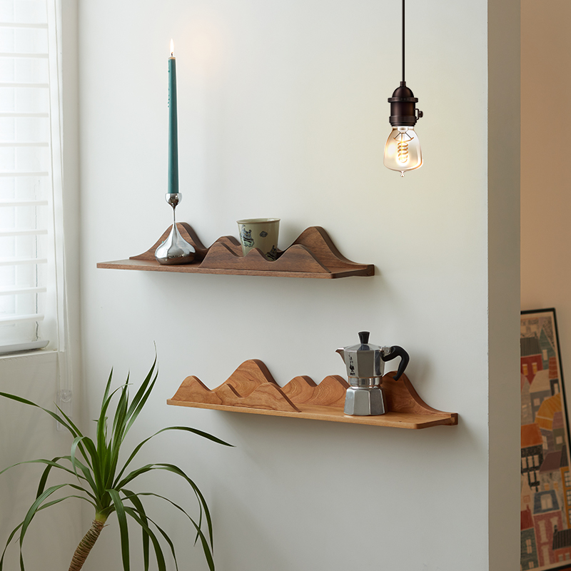 定制黑胡桃木山形置物架展示架