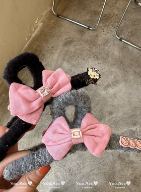 【YOO】自制可爱蝴蝶结KT猫咪发抓甜美少女百搭个性减龄童趣抓夹