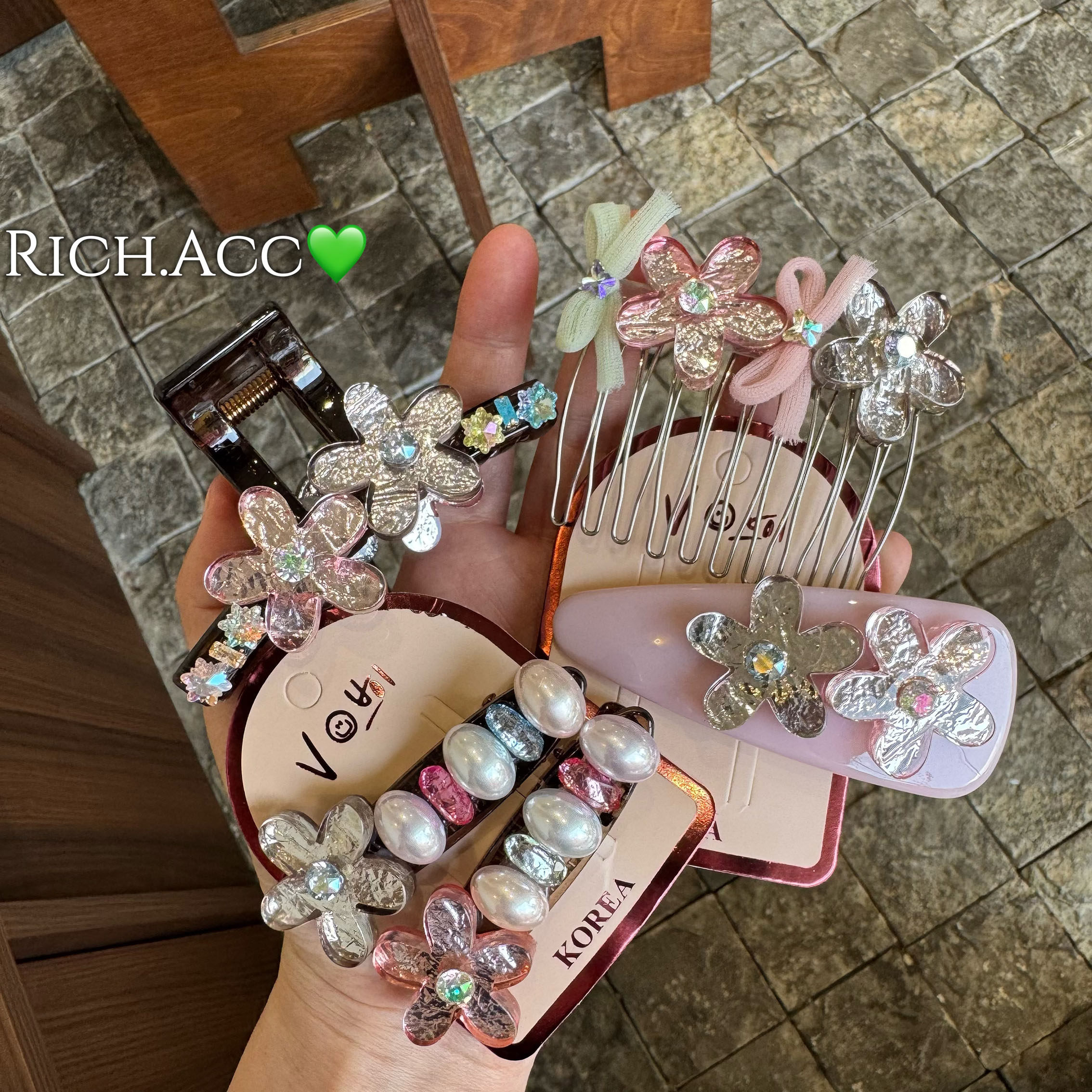 【实拍~出口韩国品质】K9锆高级感甜酷花朵发夹插梳甜美发抓边夹