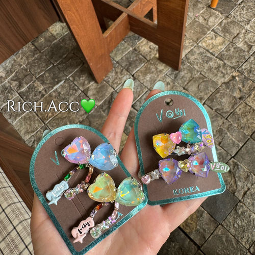 【实拍】出口韩国品质精致大颗彩色K9超高品质重工轻奢蝴蝶结发夹