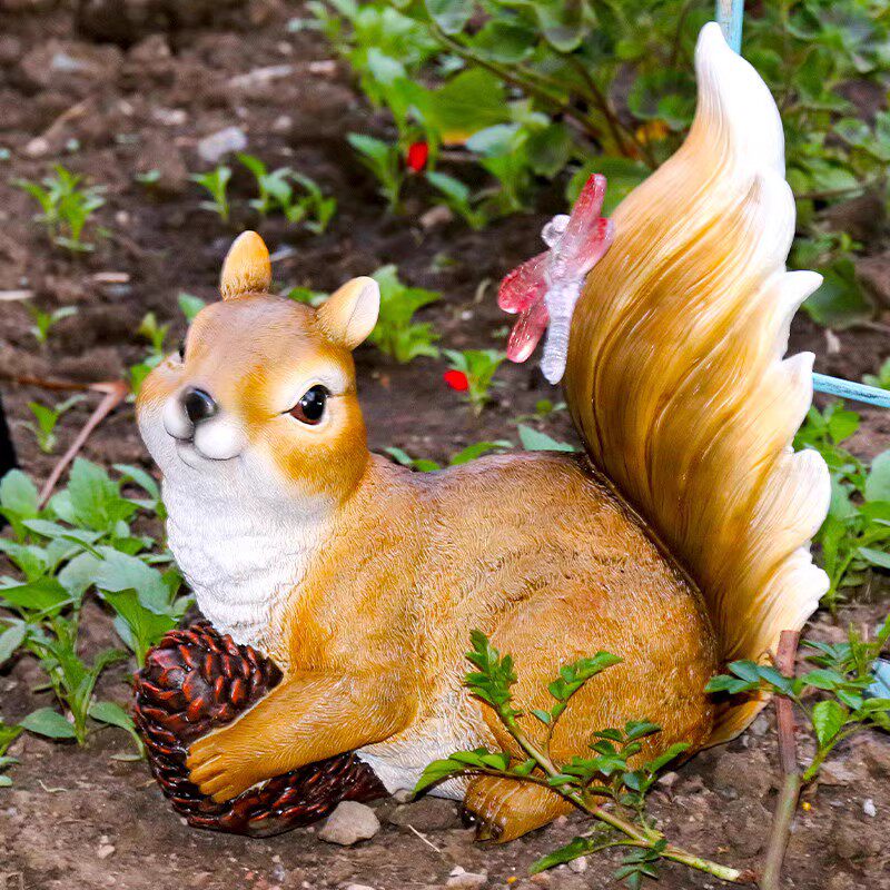 仿真松鼠别墅花园树脂小动物挂件