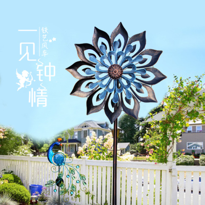 花园风车装饰摆件创意旋转铁艺模型庭院别K墅院子幼儿园北欧风造