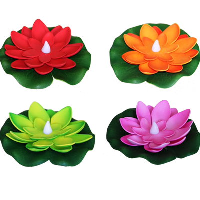 仿真荷花浮水灯有水我就亮灯