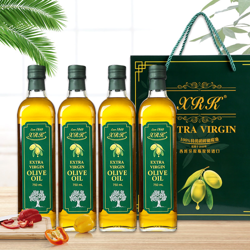 特级初榨橄榄油食用油750ml四瓶礼盒装西班牙原瓶原装进口