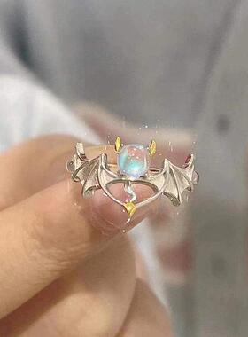 Rings Vintage Moonstone Ring Women's覆古月光石戒指开口可