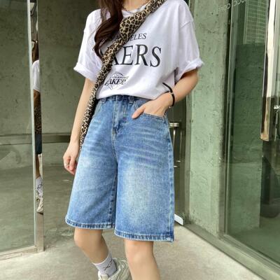 High Waist A- Shed Denim Shorts Women