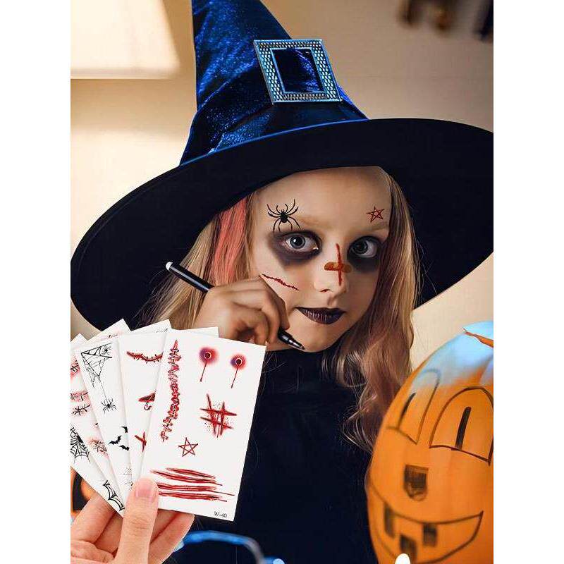 Halloween Tattoo Wound Scar Stickers万圣节纹身贴化妆容脸贴