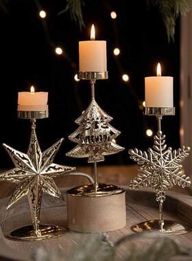 Vintage Gold Candle Holder, Wrought Iron Christmas Decor