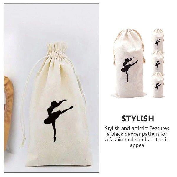 4祇帆布拉绳芭蕾舞尖头鞋收纳袋