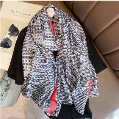 Summer Female Beach Flower Headband Muffler Women Silk Scarf