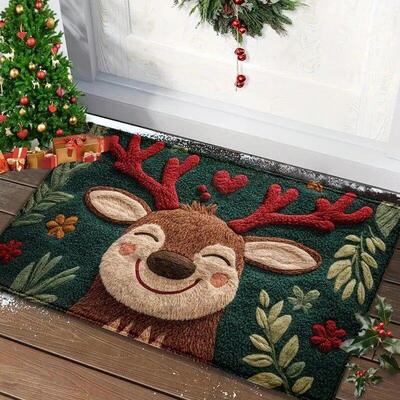 Christmas Door Mat Santa Claus Outdoor indoor Decor Foot Mat