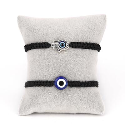 2PCS Blue Evil Eye Couple Bracelet Sets for Woman Men Charm