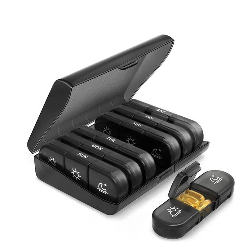 1 Set Pill Box 7 Days Organizer 21 Grids 3 Times One Day Por