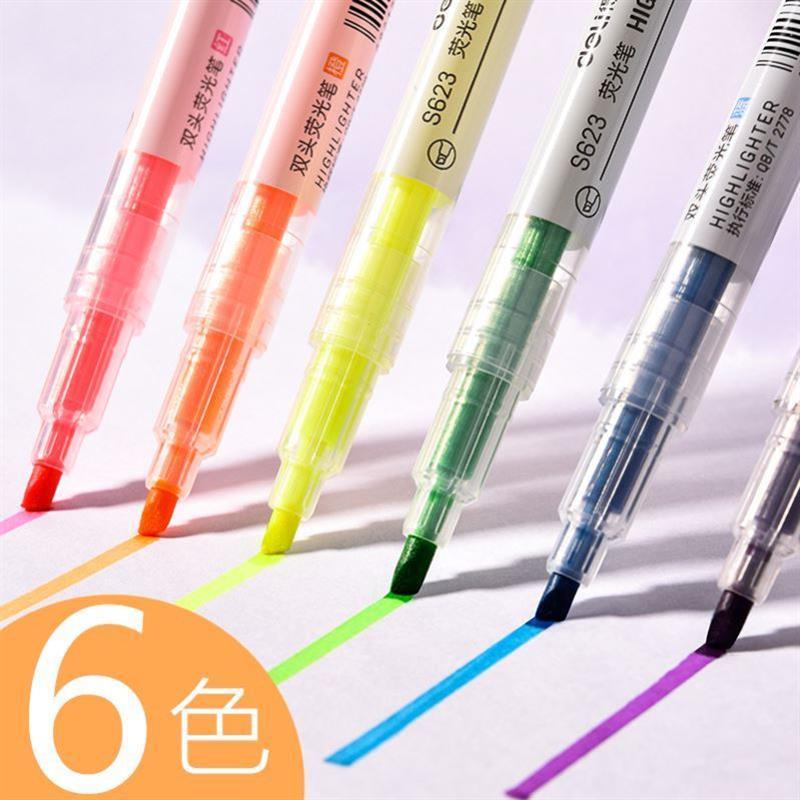 candy color double-headed highlighter marker pen双头荧光笔