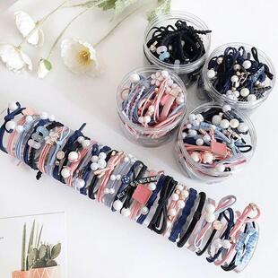 50/12PCS Women Elastic Hair Ties Pearls Fashion Girls Scrun