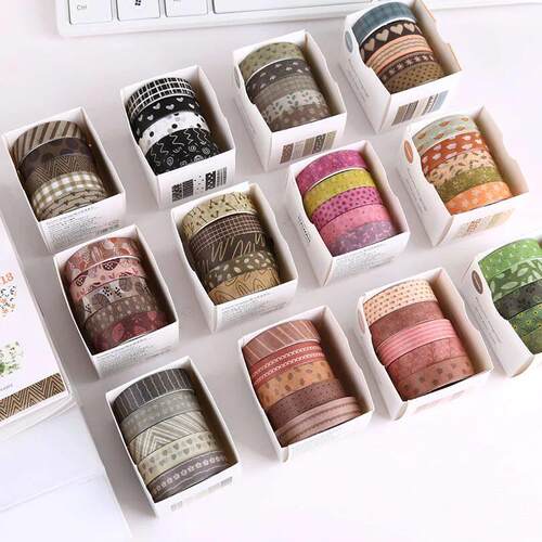 5Pcs Basic Washi Tapes Scrapbooking Washi Tape Set School Su