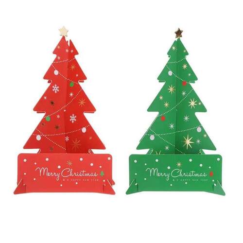 3D Merry Christmas Tree Greeting Card Postcard Birthday Mess