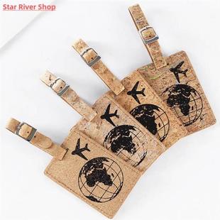 Earth Airplane Pattern Suitcase Pu Leather Luggage Tag Label