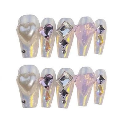 Aurora -length Press on Nails Full Cover Square Artificial