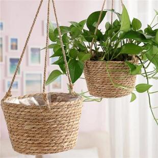 Garden Hanging Planter Macrame Plant Storage Basket Jute Rop