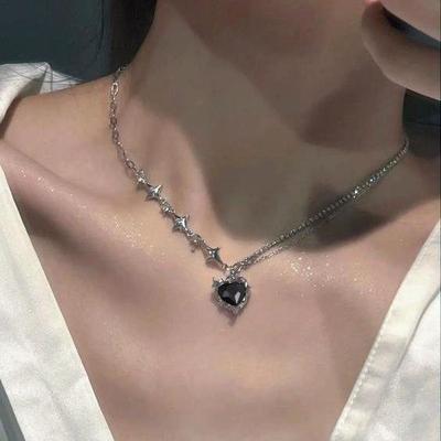 necklace women Y2K项炼朋克 ins微镶锆石爱心星芒项炼necklace