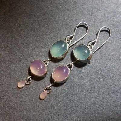 cate Natural Moonstone Drop Earrings Charms Jewelry Oval Pin