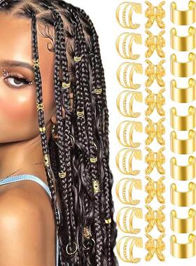 40PCS Hair Jewelry for Braids Gold Hair Cuffs Multi Style
