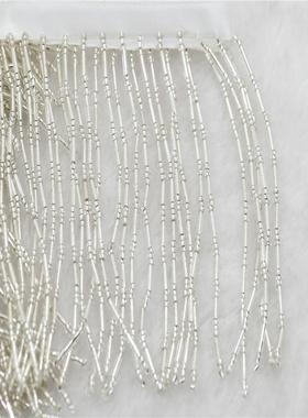 10cm glass Beaded Fringe Lamp Costume Trim Crafts 1 yard sil