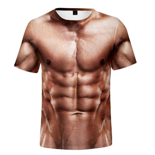 3D muscle print large-size short sleeve 3D肌肉印花大尺码短袖