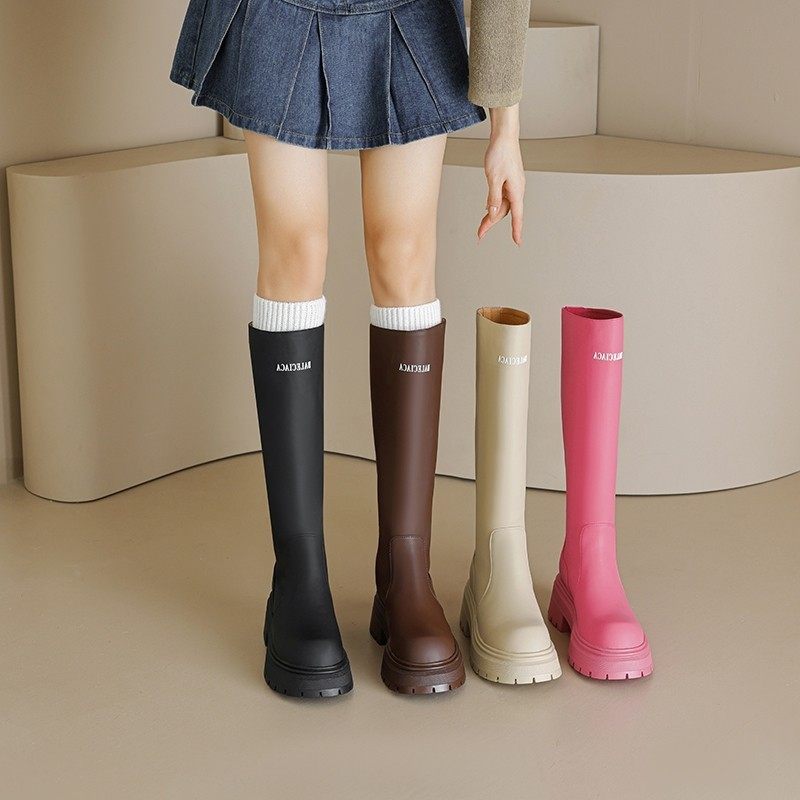 巨显腿直~Corso Venezia真皮圆头厚度骑士靴女2025休闲粗高,女鞋,骑士靴,淘宝优惠券,粉丝福利购,淘宝优惠卷